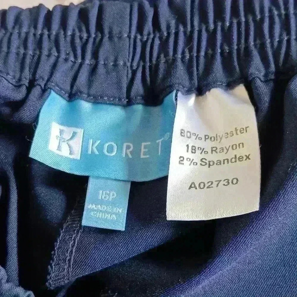 "KORET" 16P Navy Blue ¾ Elastic Waist. Side pockets comfortable fit EUC - Picture 6 of 7